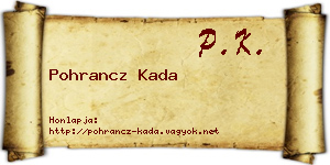 Pohrancz Kada névjegykártya
